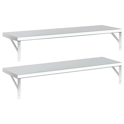 Vägghyllor 2 st 100x30 cm silver rostfritt stål