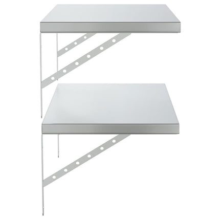 Vägghyllor 2 st 75x40 cm silver rostfritt stål