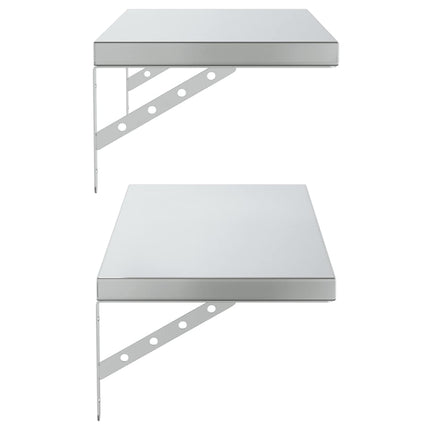 Vägghyllor 2 st 75x30 cm silver rostfritt stål