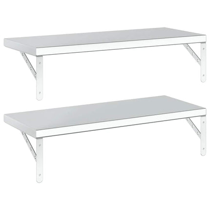 Vägghyllor 2 st 75x30 cm silver rostfritt stål