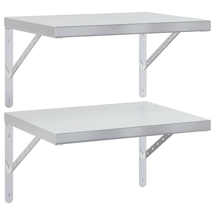 Vägghyllor 2 st 50x40 cm silver rostfritt stål