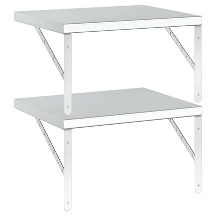 Vägghyllor 2 st 50x40 cm silver rostfritt stål