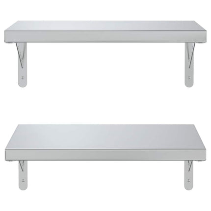 Vägghyllor 2 st 50x30 cm silver rostfritt stål