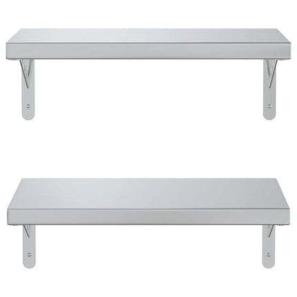 Vägghyllor 2 st 50x23,5 cm silver rostfritt stål