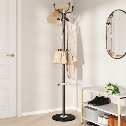 Klädställning med paraplyställ svart 180 cm pulverlackerat järn