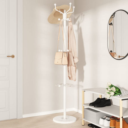 Klädställning med paraplyställ vit 180 cm pulverlackerat järn