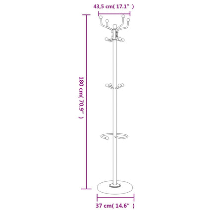 Klädställning med paraplyställ vit 180 cm pulverlackerat järn