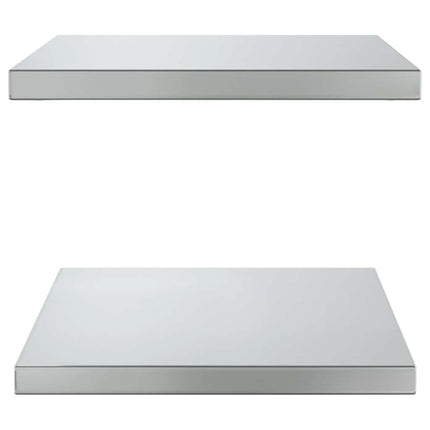 Vägghyllor 2 st 50x40 cm silver rostfritt stål