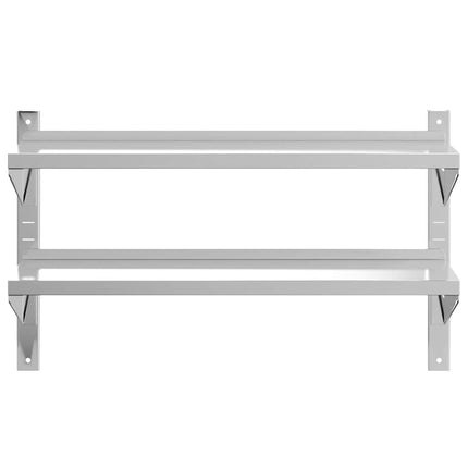 Vägghyllor 2 nivåer 100x30x60 cm silver rostfritt stål