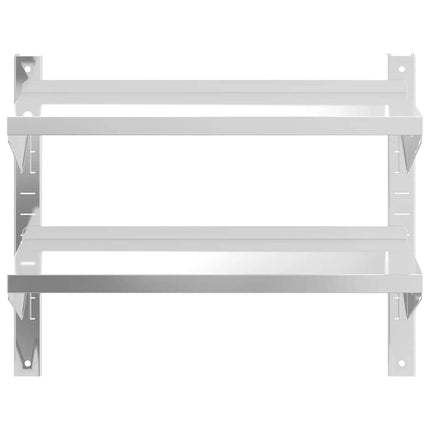 Vägghyllor 2 nivåer 75x23,5x60 cm silver rostfritt stål