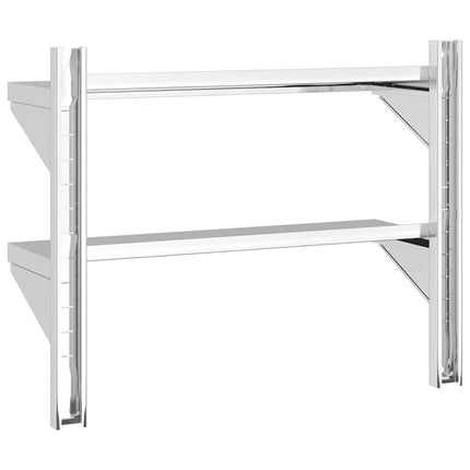 Vägghyllor 2 nivåer 75x23,5x60 cm silver rostfritt stål
