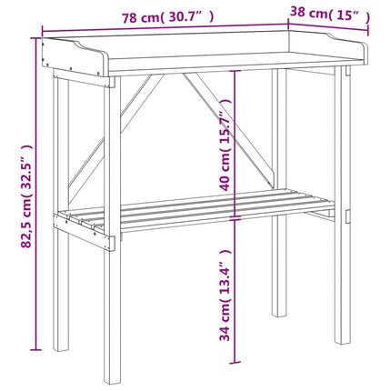 Växtbord med hylla 78x38x82,5 cm massivt granträ