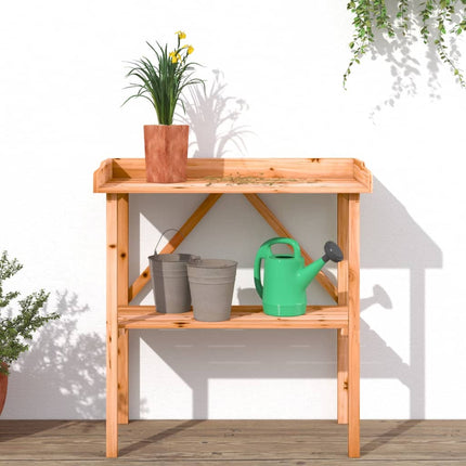 Växtbord med hylla brun 78x38x82,5 cm massivt granträ