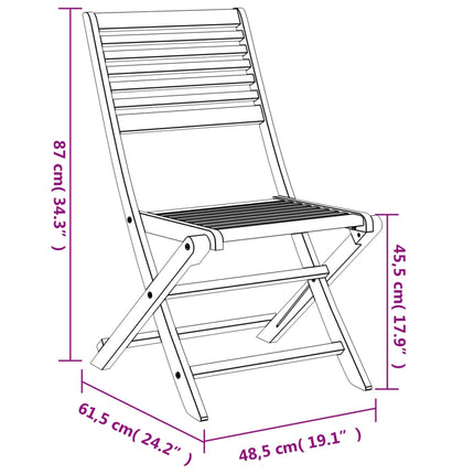 Hopfällbara trädgårdsstolar 8 st 48,5x61,5x87 cm massiv akacia