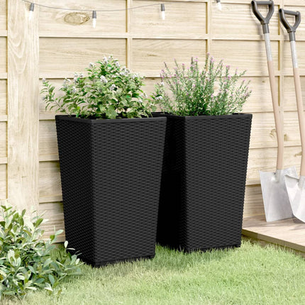 Odlingslådor 2 st svart 32,5x32,5x57 cm PP
