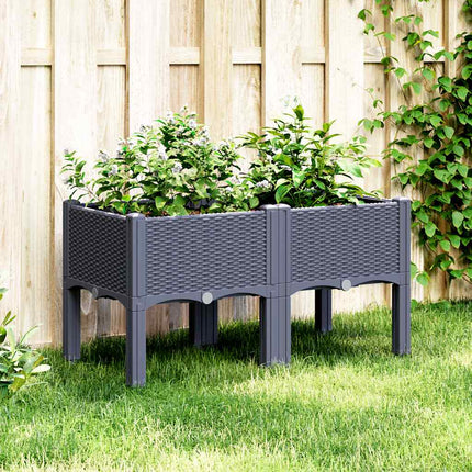 Odlingslåda med ben blågrå 80x40x42 cm PP