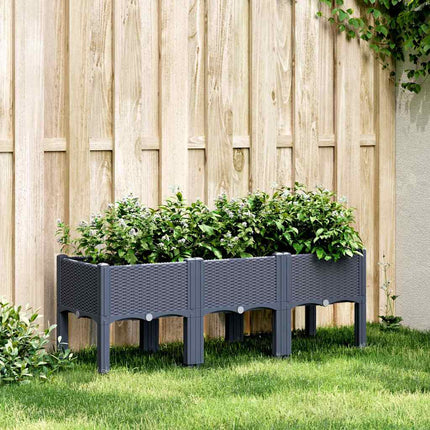 Odlingslåda med ben blågrå 120x40x42 cm PP