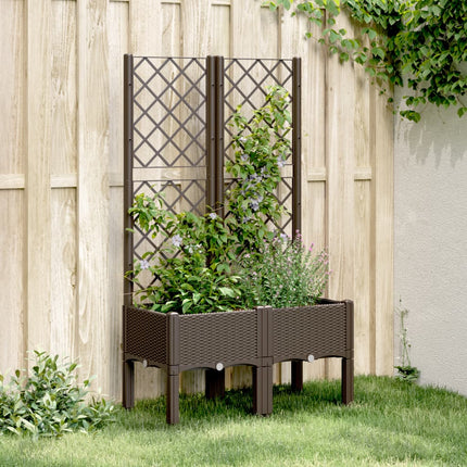 Odlingslåda med spaljé brun 80x40x142 cm PP
