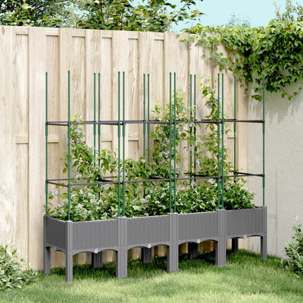 Odlingslåda med spaljé ljusgrå 160x40x142,5 cm PP