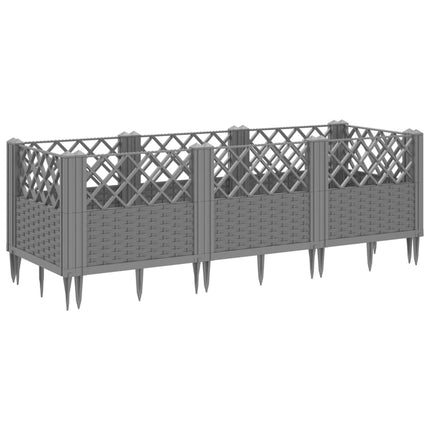 Odlingslåda med piggar ljusgrå 123,5x43,5x43,5 cm PP