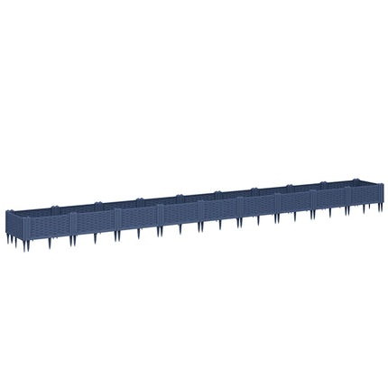 Odlingslåda med piggar blågrå 362,5x42,5x28,5 cm PP