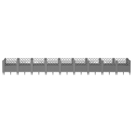 Odlingslåda med piggar ljusgrå 363,5x43,5x43,5 cm PP