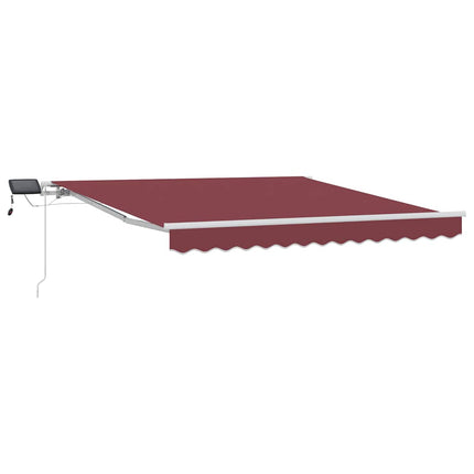 Markis manuellt infällbar med LED vinröd 300x250 cm