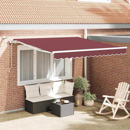 Markis automatiskt infällbar med LED vinröd 300x250 cm