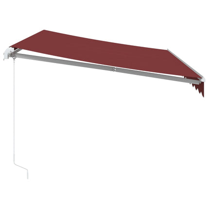 Markis manuellt infällbar med LED vinröd 350x250 cm