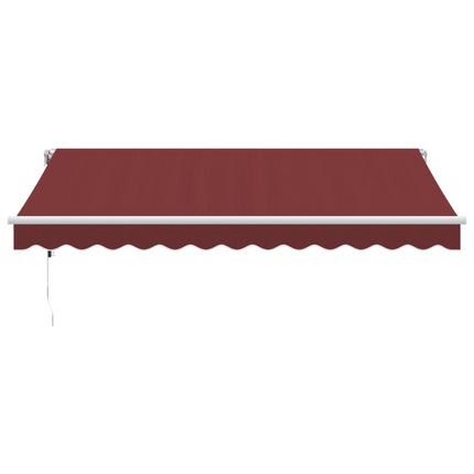 Markis automatiskt infällbar med LED vinröd 350x250 cm