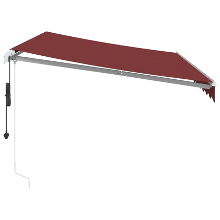 Markis automatiskt infällbar med LED vinröd 350x250 cm