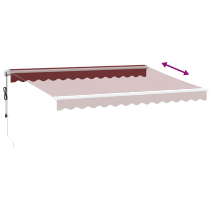 Markis automatiskt infällbar med LED vinröd 350x250 cm