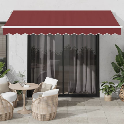 Markis automatiskt infällbar med LED vinröd 350x250 cm