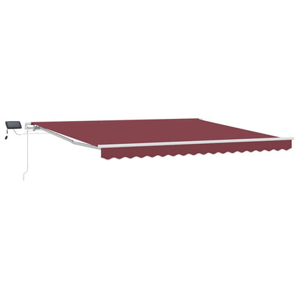 Markis manuellt infällbar med LED vinröd 400x300 cm