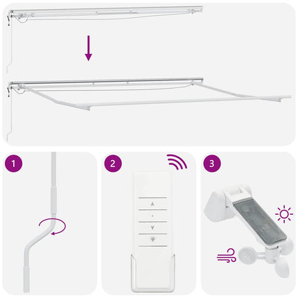 Markis automatiskt infällbar med LED vinröd 400x300 cm