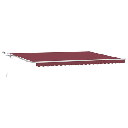 Markis automatiskt infällbar med LED vinröd 500x300 cm