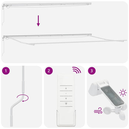 Markis automatiskt infällbar med LED vinröd 600x300 cm