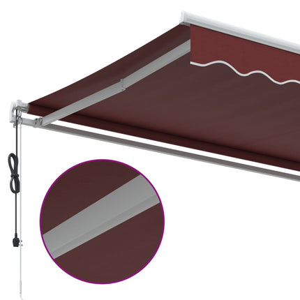 Markis automatiskt infällbar vinröd 500x350 cm