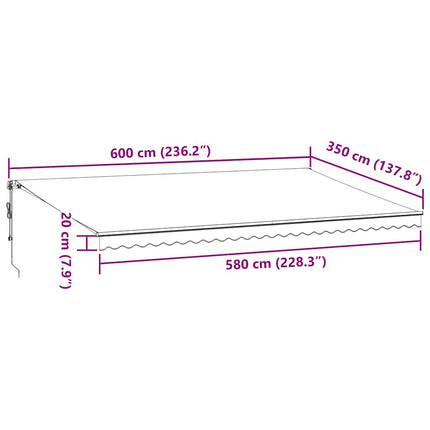 Markis automatiskt infällbar vinröd 600x350 cm