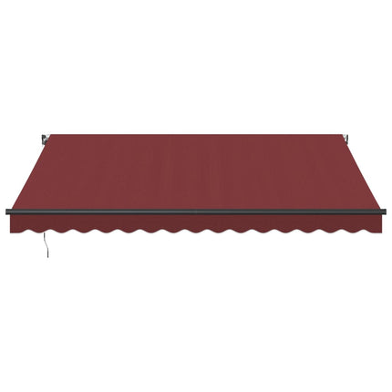 Markis manuellt infällbar med LEDs vinröd 400x350 cm