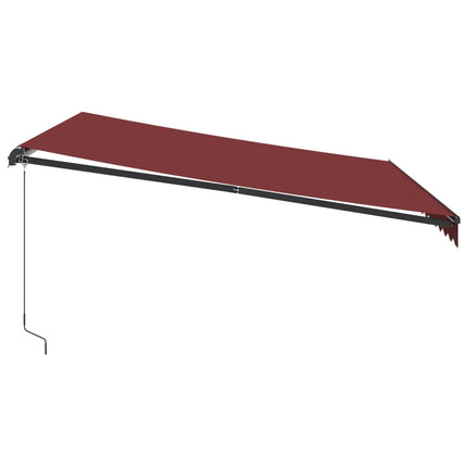 Markis manuellt infällbar med LEDs vinröd 400x350 cm