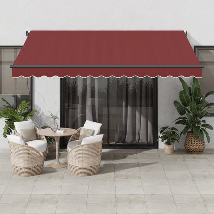 Markis automatiskt infällbar vinröd 400x350 cm