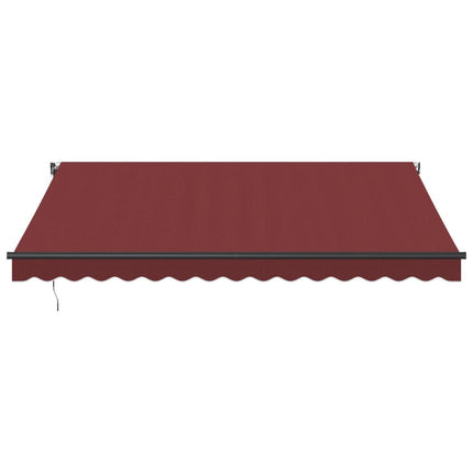 Markis automatiskt infällbar med LEDs vinröd 400x350 cm