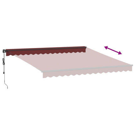 Markis automatiskt infällbar med LEDs vinröd 400x350 cm