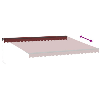 Markis manuellt infällbar med LEDs vinröd 450x350 cm