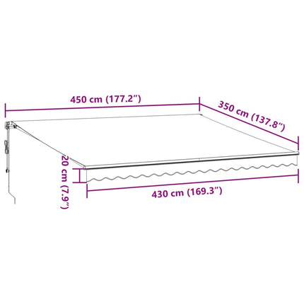 Markis automatiskt infällbar vinröd 450x350 cm