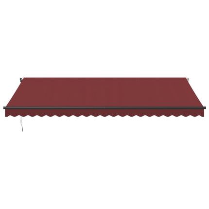 Markis manuellt infällbar med LEDs vinröd 500x350 cm