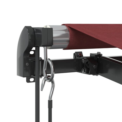 Markis automatiskt infällbar med LEDs vinröd 500x350 cm