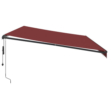 Markis automatiskt infällbar med LEDs vinröd 600x350 cm
