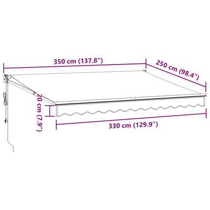 Markis automatiskt infällbar vinröd 350x250 cm